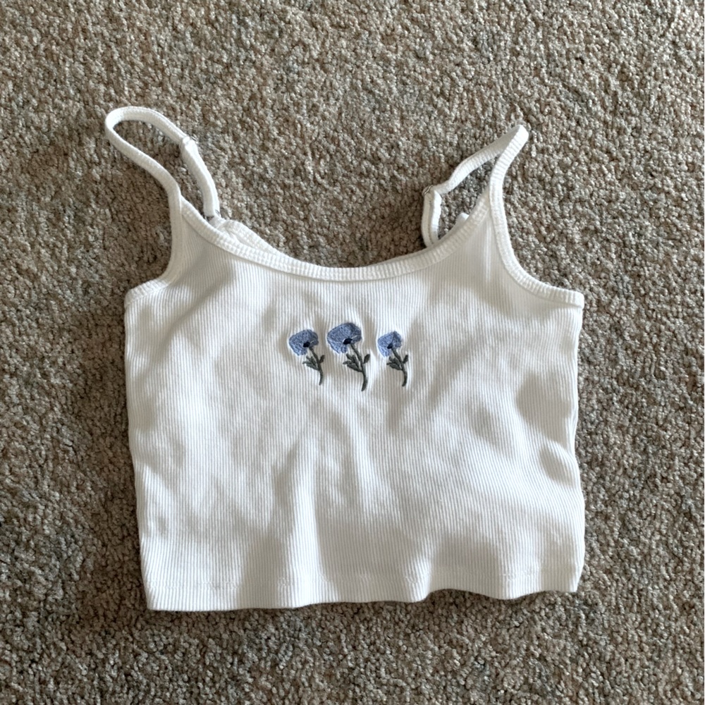 Embroidered Crop Tank Top
